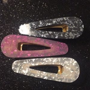 Black , white, pink glitter hair accessories